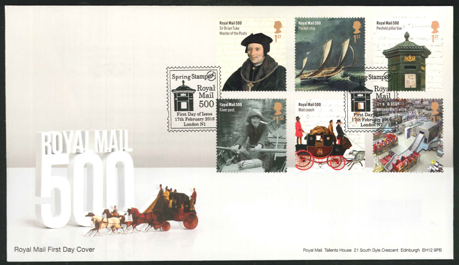 2016 - Royal Mail 500 Years First Day Cover Set - Stampex London N1 Postmark
